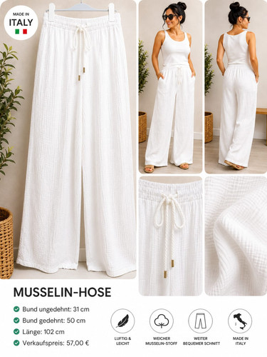 Musselin hose damen weiß - damen,